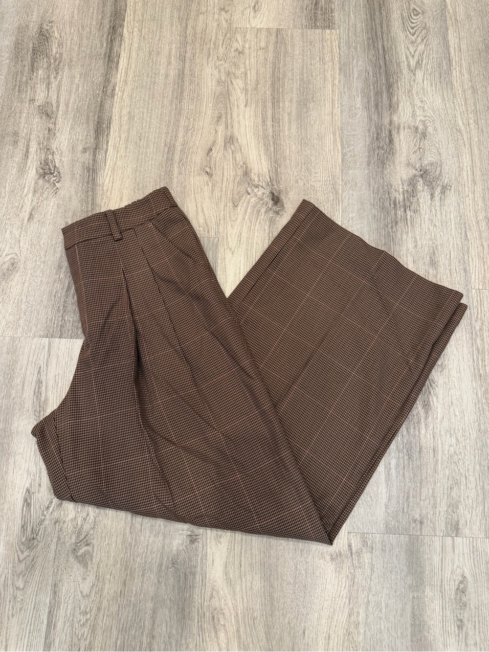 Maeve The Avery Brown Houndstooth Wide Leg Pants Size Small